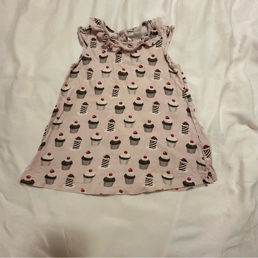 H&M Pink and Brown Cupcakes Patterned Dress 12-18M